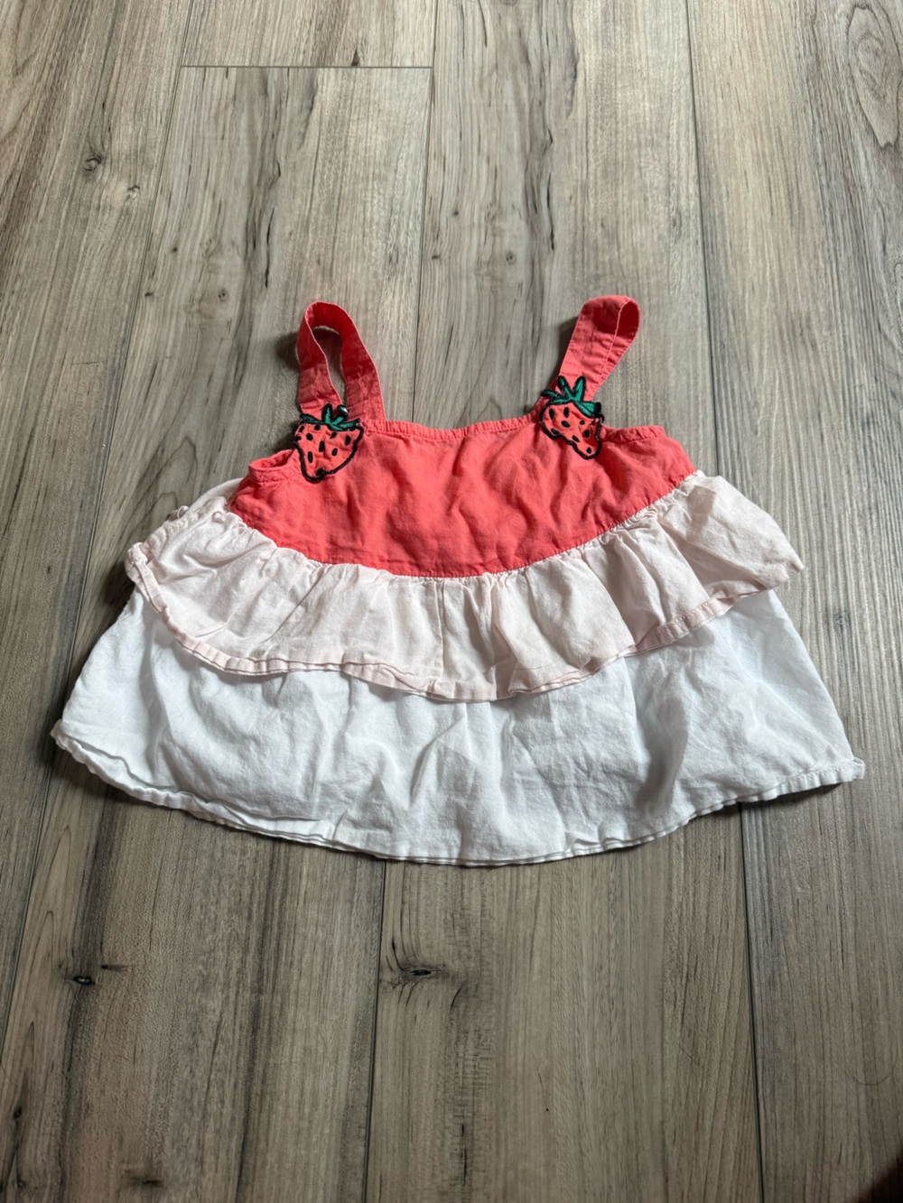 Tucker + Tate Girls Strawberry Tiered Tank Top - Pink & White Size 3